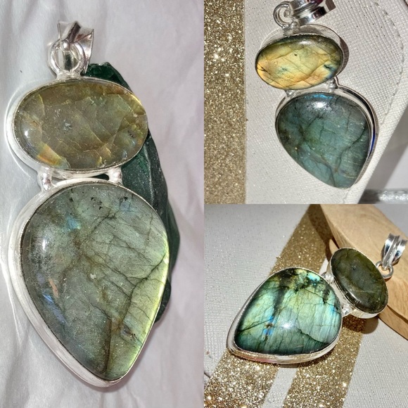 Glowing Labradorite Gemstone Handmade Pendant Necklace - Picture 2 of 7